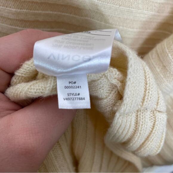 VINCE Tie Back Wool Cashmere Ribbed Sweater Creamy Yellow {UU22} - Picture 9 of 9